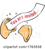 Cartoon Fortune Cookie With A You Are Invited Message