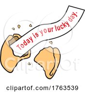 Poster, Art Print Of Cartoon Fortune Cookie With A Toyday Is Your Lucky Day Message