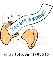 Cartoon Fortune Cookie With A You Are A Winner Message