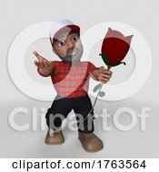 Poster, Art Print Of 3d Cartoon Lumberjack Character On A Shaded Background