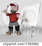 Poster, Art Print Of 3d Cartoon Lumberjack Character On A Shaded Background