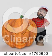 3D Cartoon Lumberjack Character On A Shaded Background