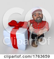 3D Cartoon Lumberjack Character On A Shaded Background