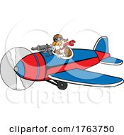 Cartoon Rooster Fighter Pilot Aiming A Rifle