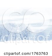 Poster, Art Print Of Hand Painted Snowy Winter Landscape