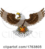 Poster, Art Print Of Bald Eagle Hawk Flying Basketball Ball Claw Mascot