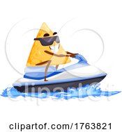 Poster, Art Print Of Tortilla Chip Mascot Waterskiing