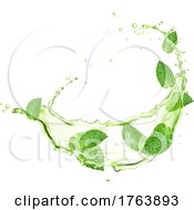 Poster, Art Print Of Green Tea And Leaf Splash