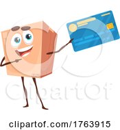 Cardboard Box Character Holding A Credit Card