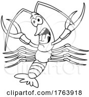 Black And White Cartoon Screaming Crawfish by LaffToon