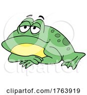 Poster, Art Print Of Cartoon Resting Or Bored Bullfrog