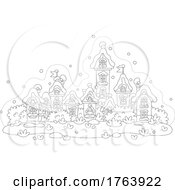 Poster, Art Print Of Black And White Winter Village With Snow