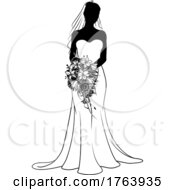 Poster, Art Print Of Bride Bridal Wedding Dress Silhouette Woman Design