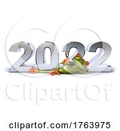3d Frog With 2022 New Year On A Shaded White Background
