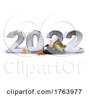 3d Frog With 2022 New Year On A Shaded White Background