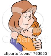 Poster, Art Print Of Cartoon Mother Comforting And Hugging Her Son