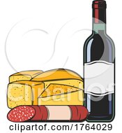 Poster, Art Print Of Wine Sausage And Cheese