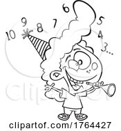 Poster, Art Print Of Cartoon Black And White Girl Counting Down To The New Year