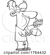 Cartoon Black And White Guy Salting And Eating His Hat