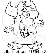Cartoon Black And White Monster Laughing And Pointing