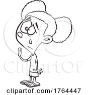 Cartoon Black And White Girl Waving Goodbye And Crying by toonaday