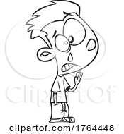 Cartoon Black And White Sad Boy Waving Goodbye And Crying by toonaday