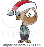 Poster, Art Print Of Cartoon Boy Wearing A Santa Hat