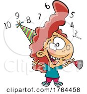 Cartoon Girl Counting Down To The New Year