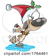 Cartoon Festive Christmas Dog Ice Skating