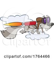 Cartoon Squirrel Flying With A Rocket