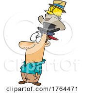 01/05/2022 - Cartoon Guy Wearing Many Hats