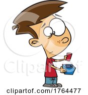 Poster, Art Print Of Cartoon Boy Trying To Put A Round Peg In A Square