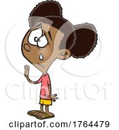 Cartoon Girl Waving Goodbye And Crying by toonaday