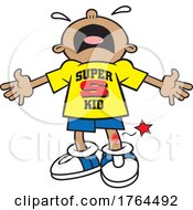 Cartoon Super Boy Crying With A Skinned Knee