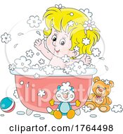 Poster, Art Print Of Cartoon Girl Taking A Bubble Bath