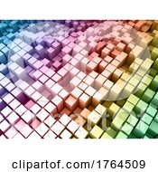 Poster, Art Print Of 3d Abstract Landscape Of Rainbow Coloured Extruding Cubes