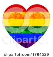 Poster, Art Print Of Hand Painted Watercolour Heart In Rainbow Colours