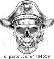 Poster, Art Print Of Pirate Skull Skeleton Grim Reaper Mascot Woodcut