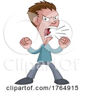 Angry Stressed Man Or Bully Cartoon Shouting by AtStockIllustration