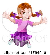 Happy Jumping Girl Kid Child Cartoon Character