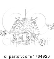 Poster, Art Print Of Black And White Birds Feeding At A House