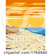 Poster, Art Print Of Booti Booti National Park With Seven Mile Beach In Forster And Tuncurry New South Wales Australia Wpa Poster Art
