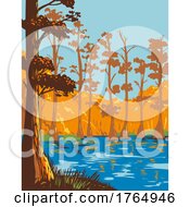 Poster, Art Print Of Cane Creek State Park With Bayou Bartholomew On North Bank Of Cane Creek Lake Arkansas Wpa Poster Art