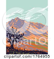 Franklin Mountains State Park With Cactus Located In El Paso Texas USA WPA Poster Art