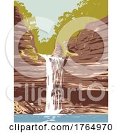 Poster, Art Print Of Petit Jean State Park With Cedar Falls In Conway County Adjacent To The Arkansas River In Arkansas Wpa Poster Art