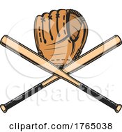 Poster, Art Print Of Baseball Glove And Crossed Bats
