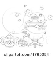 Black And White Tea Party Steaming Samovar by Alex Bannykh