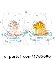 Poster, Art Print Of Man Swimming With A Walrus While It Snows