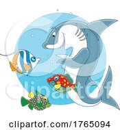 Cartoon Shark And Friend Fish