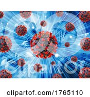 Poster, Art Print Of 3d Medical Background With Covid 19 Virus Cells On Zoom Effect